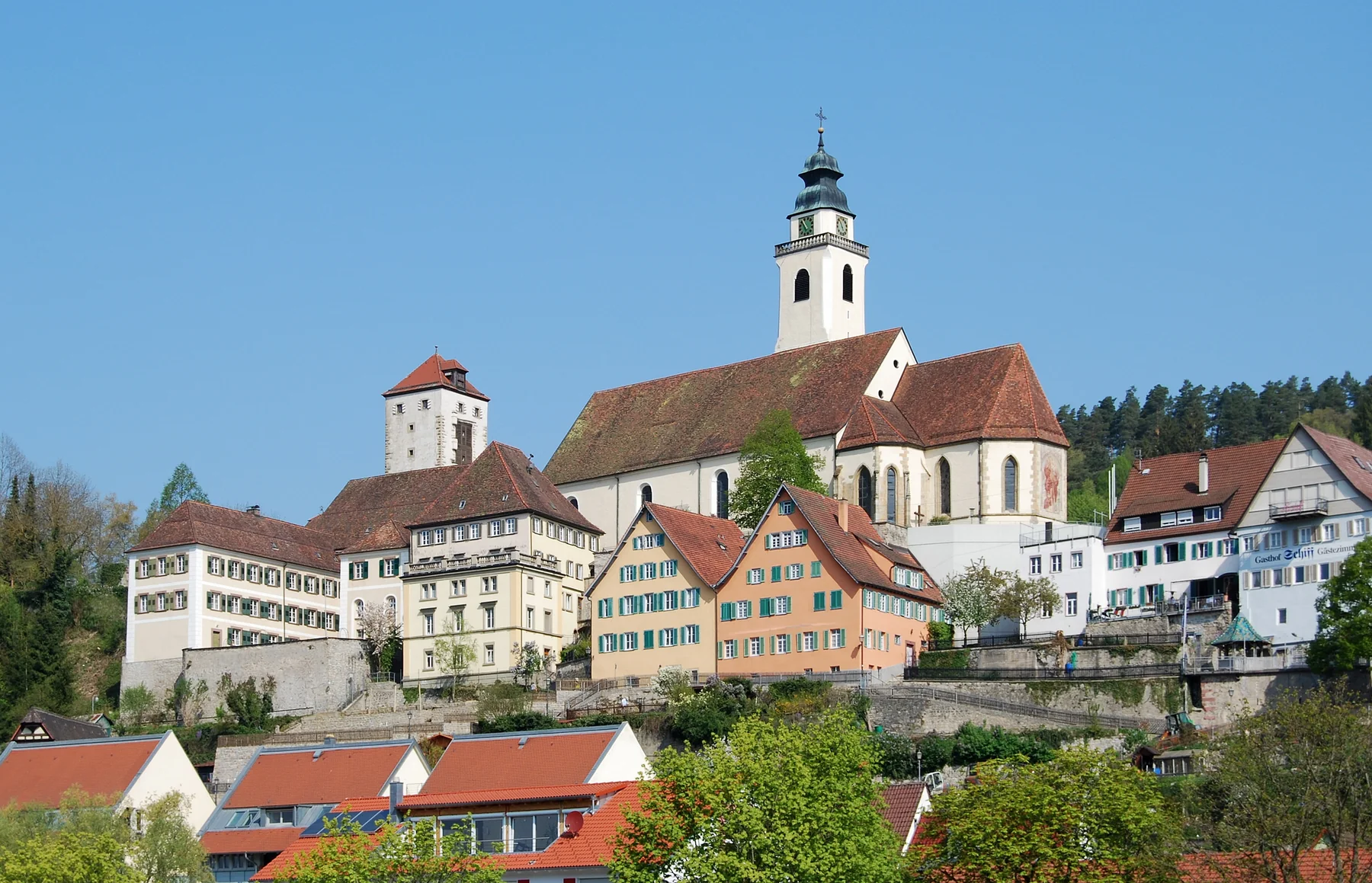 Historische Altstadt von Horb am Neckar mit Stiftskirche